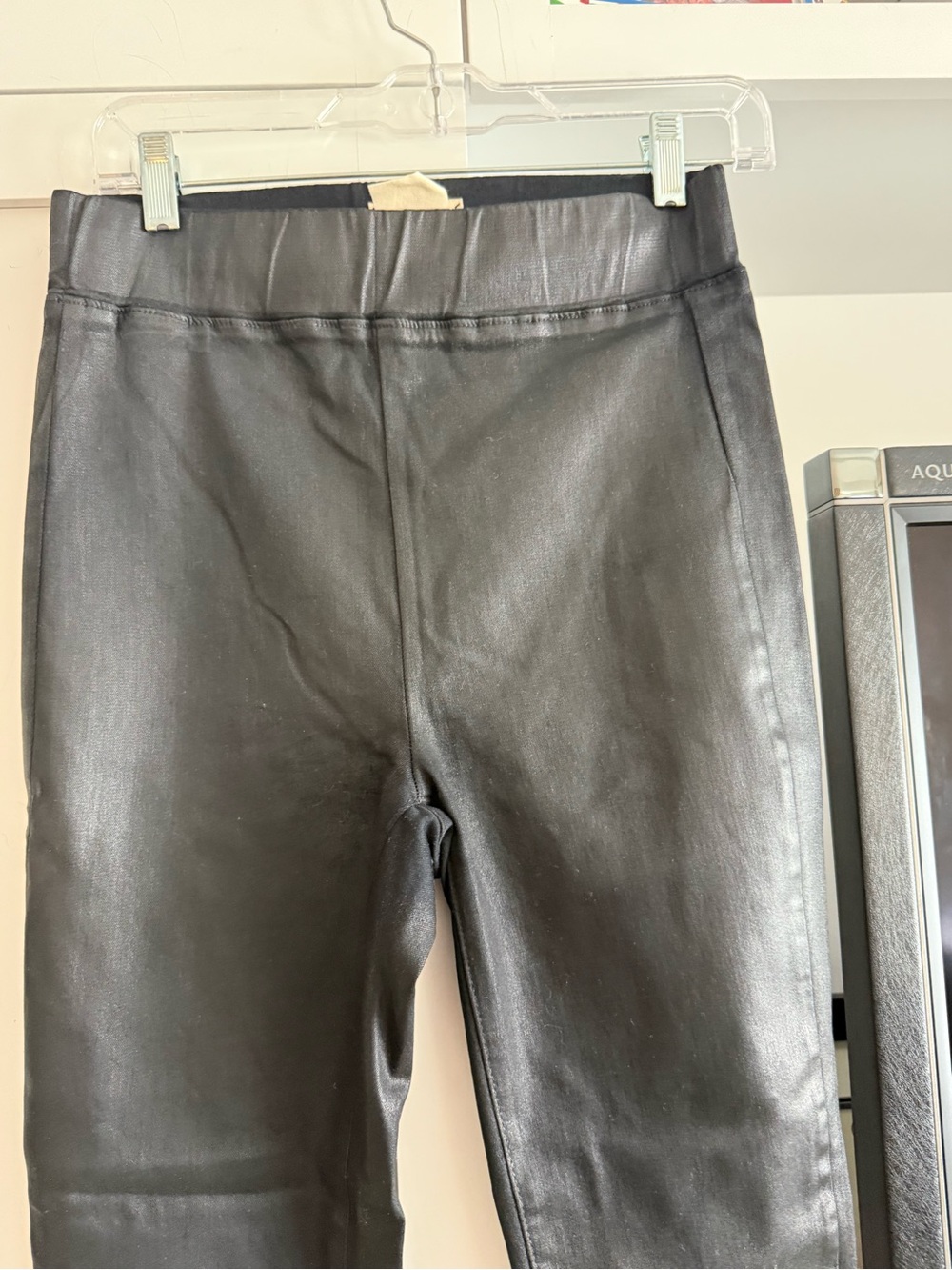 L'AGENCE Black Faux Leather Slim Pants